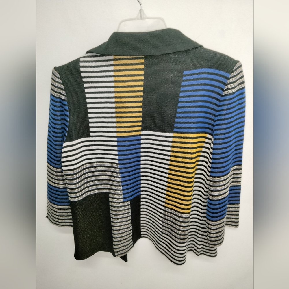 Ming Wang (Size S) Multicolored Patchwork Half Sl… - image 6